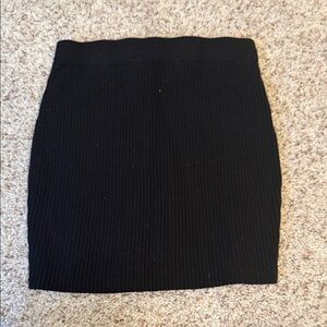 Black Ribbed Pencil Skirt
